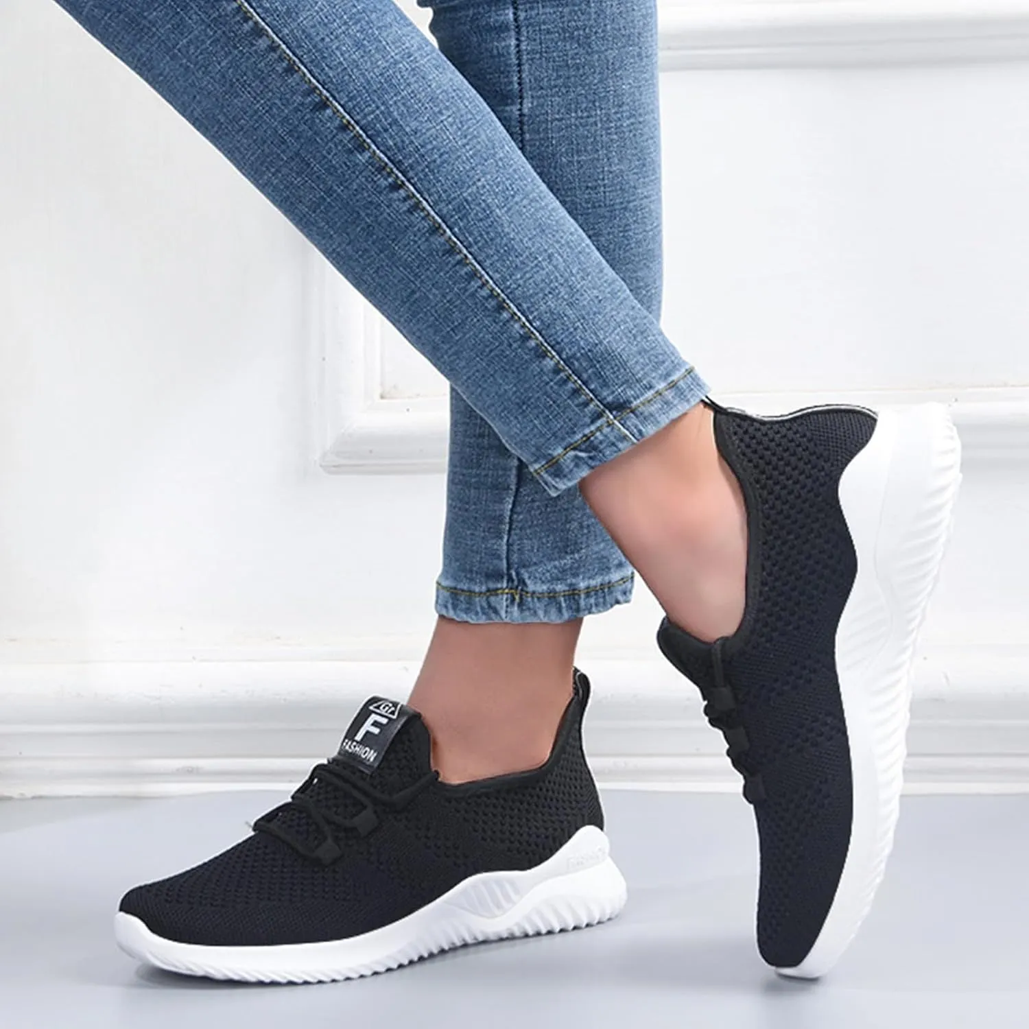Womens Running Shoes Slip On Arch Support Orthopedic Shoes Non Slip Mesh Breathable Sneakers Lightweight Athletic Gym Workout Tennis Training Sneakers for Summer