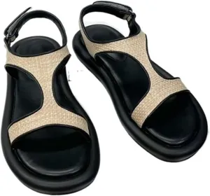 Womens Sandals Sandals Straw Woven Flat Open Toe Casual Beach Shoes Comfortable Women's Shoes