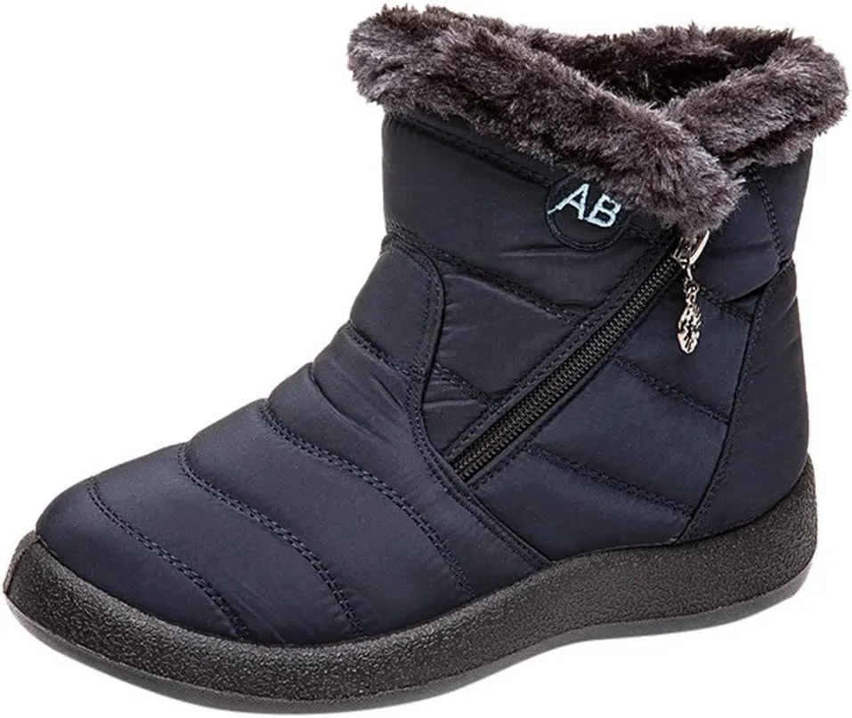 Women's Snow Boots Waterproof Insulated Fur Boots Waterproof Walking Shoes Cold Weather Furry Fluffy Short Snow Boot