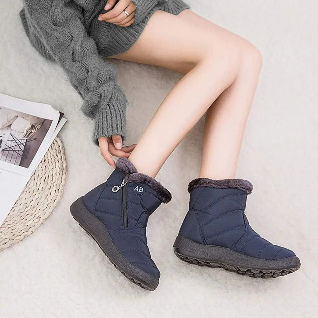 Women's Snow Boots Waterproof Insulated Fur Boots Waterproof Walking Shoes Cold Weather Furry Fluffy Short Snow Boot