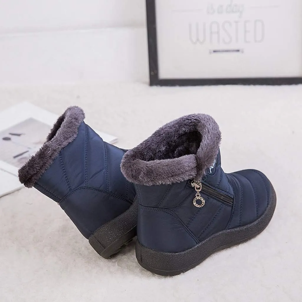 Women's Snow Boots Waterproof Insulated Fur Boots Waterproof Walking Shoes Cold Weather Furry Fluffy Short Snow Boot
