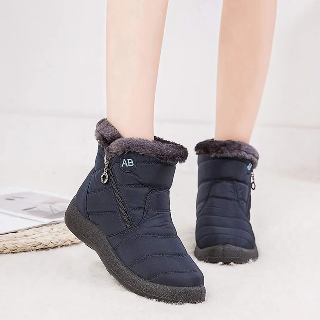 Women's Snow Boots Waterproof Insulated Fur Boots Waterproof Walking Shoes Cold Weather Furry Fluffy Short Snow Boot