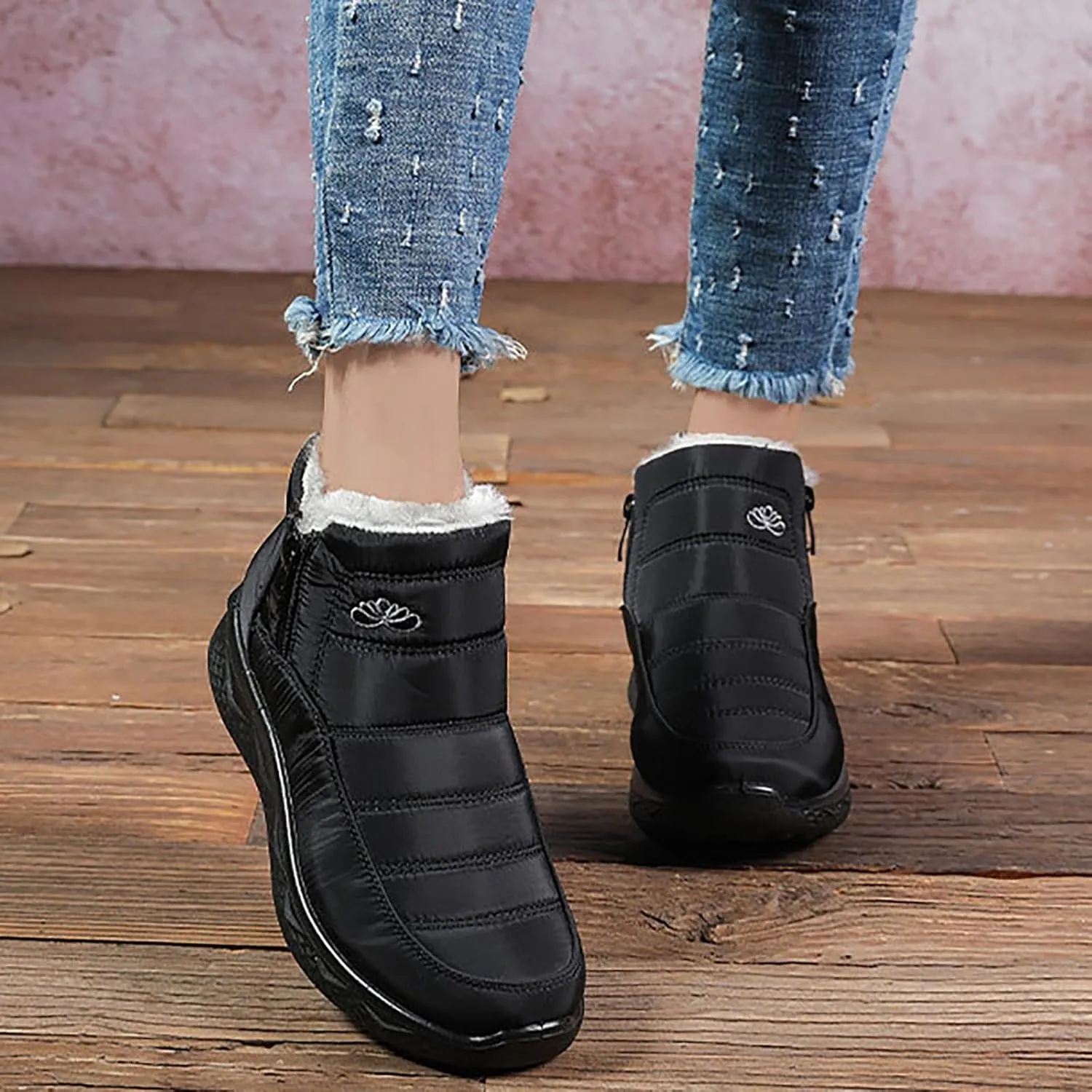 Women's Snow Boots Wide Width Adults Winter Boots Slip On for Womens Shoes Warm Barefoot Shoes Grounded Footwear Hiking Boots for Women Knee High Men's Snow Booties