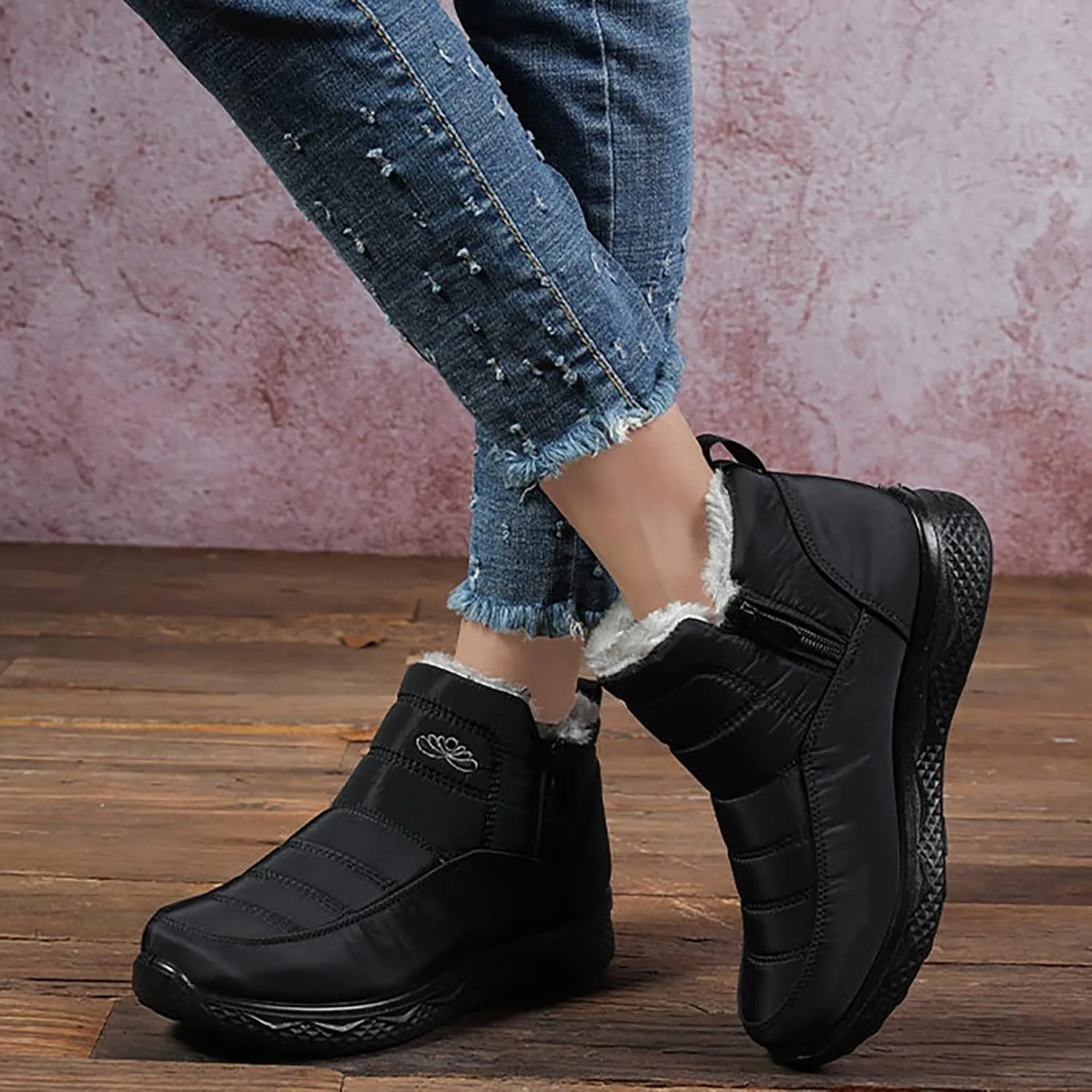Women's Snow Boots Wide Width Adults Winter Boots Slip On for Womens Shoes Warm Barefoot Shoes Grounded Footwear Hiking Boots for Women Knee High Men's Snow Booties