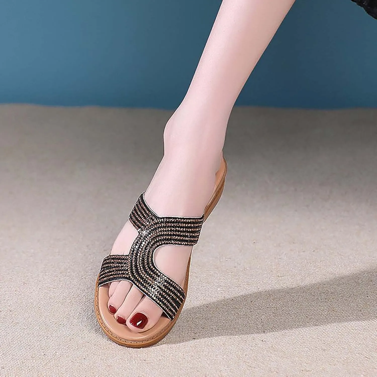 Womens Spring Dressy Slide Sandals Memory Foam Breathable Comfortable Summer Beach Fashion Lightweight Casual Outdoor Flip Flops With Arch Support Orthopedic Shoes for Women