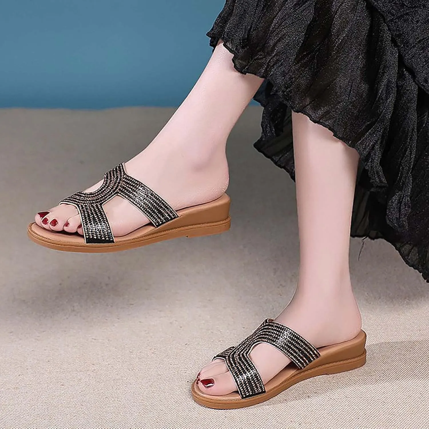 Womens Spring Dressy Slide Sandals Memory Foam Breathable Comfortable Summer Beach Fashion Lightweight Casual Outdoor Flip Flops With Arch Support Orthopedic Shoes for Women