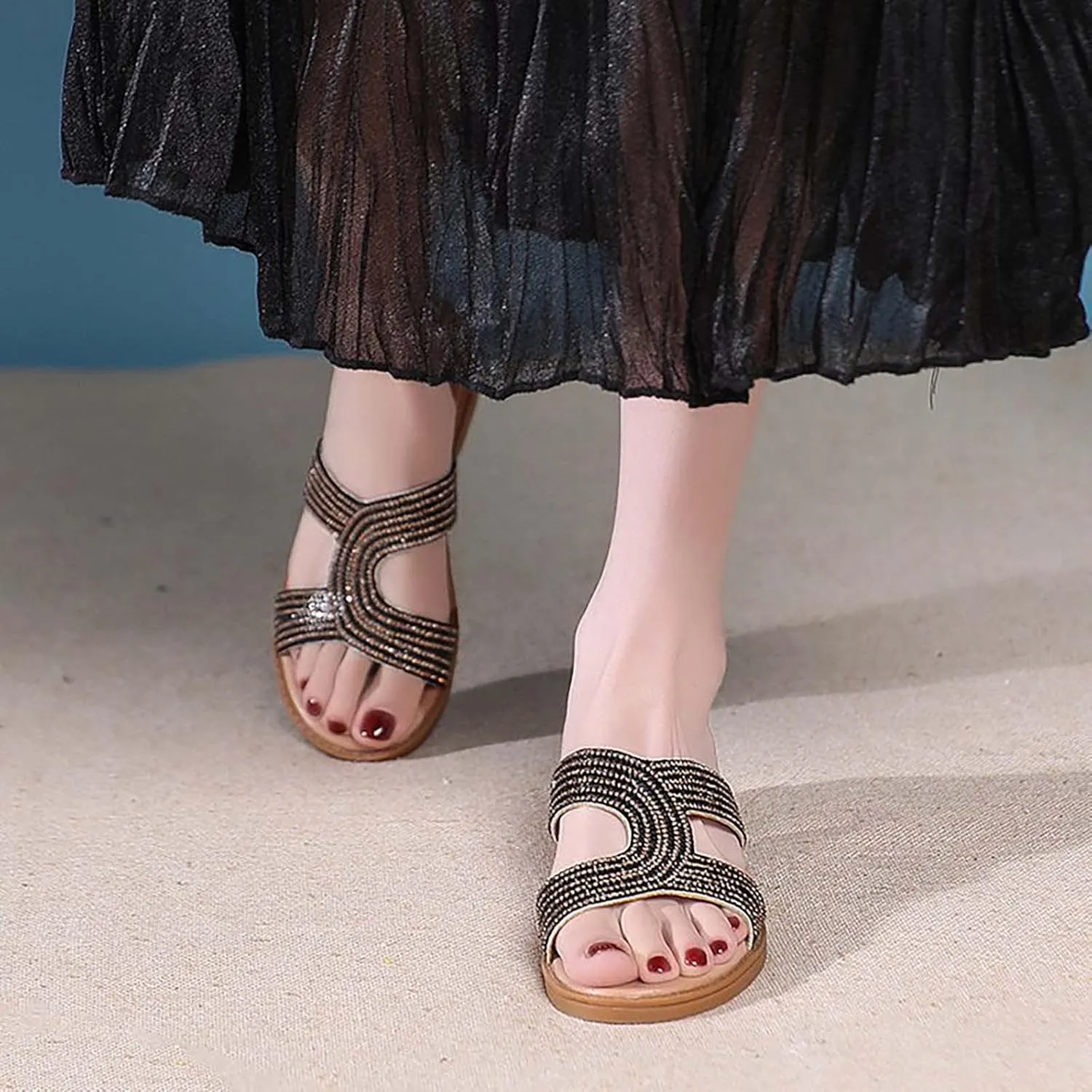 Womens Spring Dressy Slide Sandals Memory Foam Breathable Comfortable Summer Beach Fashion Lightweight Casual Outdoor Flip Flops With Arch Support Orthopedic Shoes for Women