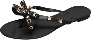 Women's Summer Fashion Flat Sandals,Women Flip Flops Thong Sandals with Bow Summer Bowtie Flat Beach Rain Shoes Flip Flops for Women