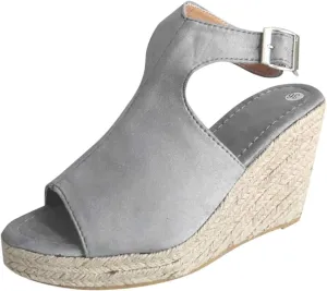 Women's Wedge Espadrille Sandals Peep Open Toe Ankle Strap Platform Dressy Casual Sandals Fashion Comfortable High Heeled Wedges Concise Summer Dress Shoes with Adjustable Buckle