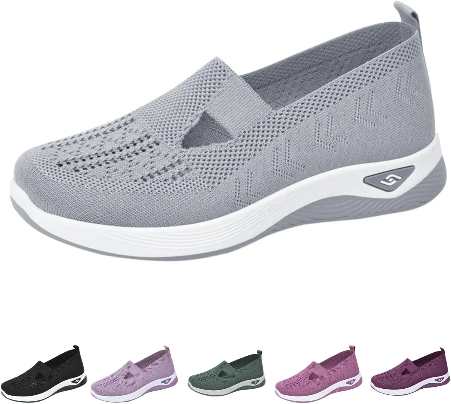 Women's Woven Orthopedic Breathable Soft Shoes Go Walking Slip on Foam Shoes Hands Free Slip in Sneakers Arch Support Shoes
