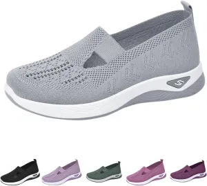 Women's Woven Orthopedic Breathable Soft Shoes Go Walking Slip on Foam Shoes Hands Free Slip in Sneakers Arch Support Shoes