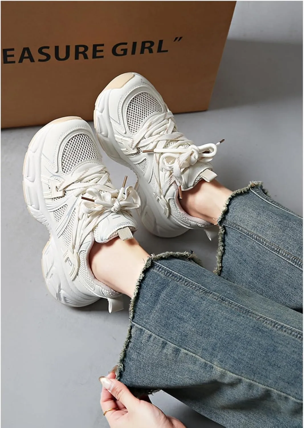 Women's Y2K Fashion Platform Sneakers 2.16" Inch Thick Sole Retro Lightweight Breathable Walking Shoes Casual Sport Workout