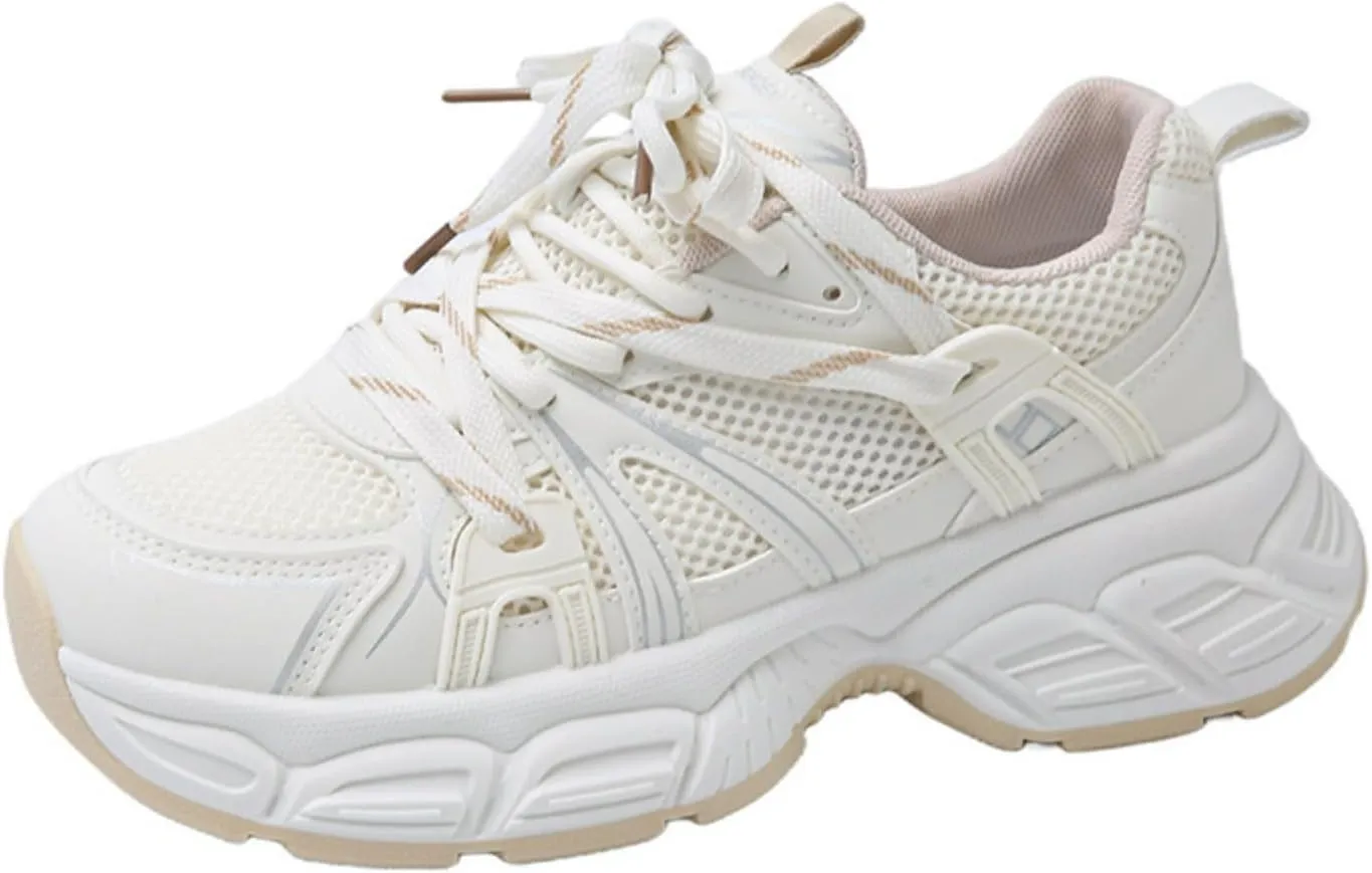 Women's Y2K Fashion Platform Sneakers 2.16" Inch Thick Sole Retro Lightweight Breathable Walking Shoes Casual Sport Workout