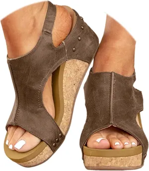 Womenyiaor Wedge Sandals for Women 2025, Women's Platform Wedge Sandals Comfortable Open Toe Buckle Ankle Strap Espadrilles Wedges Cork Casual & Dressy Summer Shoes