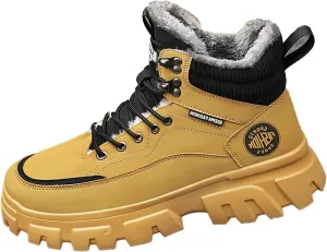 Work Boots for Men Steel Toe Hiking Sneakers with Warm Fur Lining Womens Workout Shoes Non Steel Toe Lightweight Outdoor Botas Mid Ankle Work Casual Hike Grounded Footwear