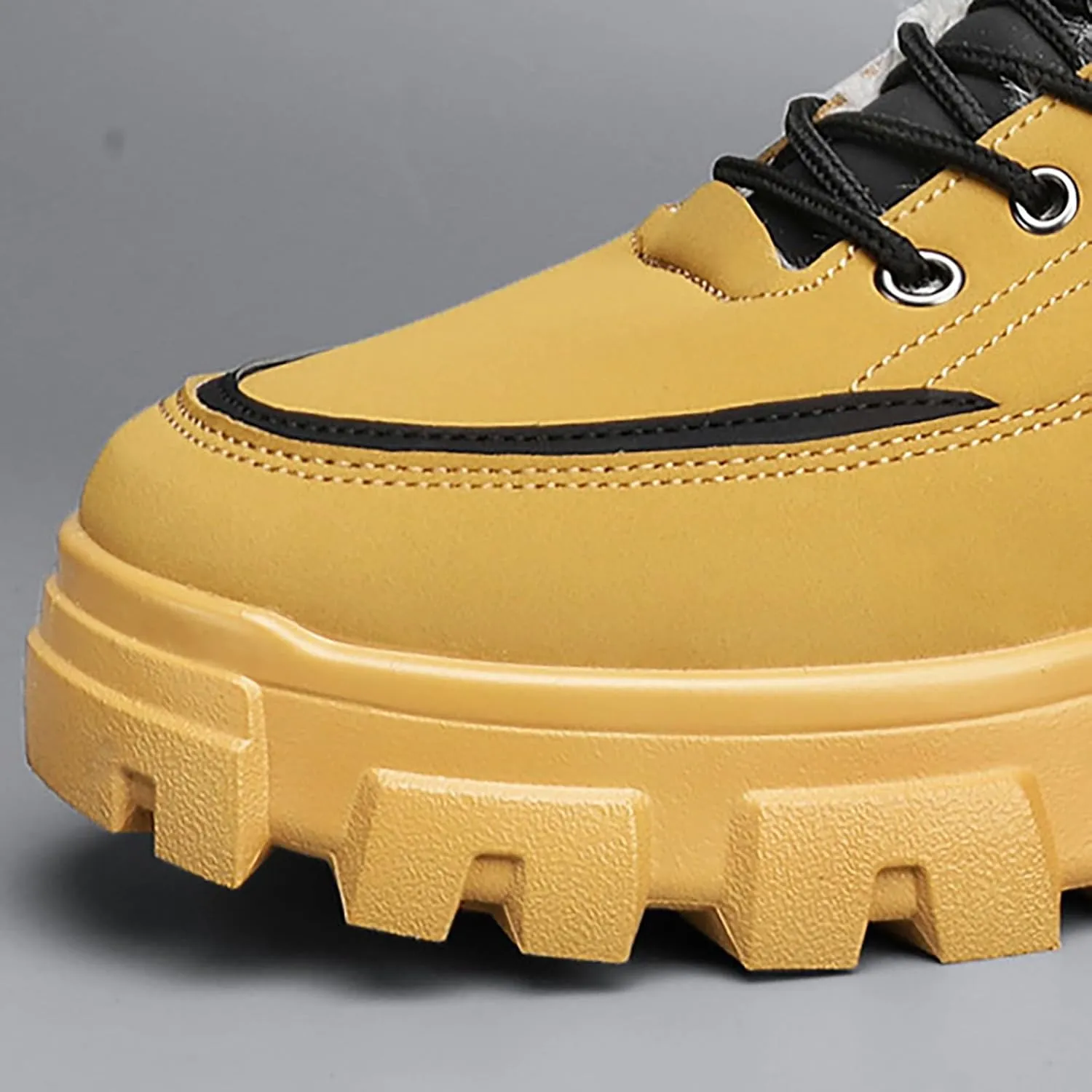 Work Boots for Men Steel Toe Hiking Sneakers with Warm Fur Lining Womens Workout Shoes Non Steel Toe Lightweight Outdoor Botas Mid Ankle Work Casual Hike Grounded Footwear
