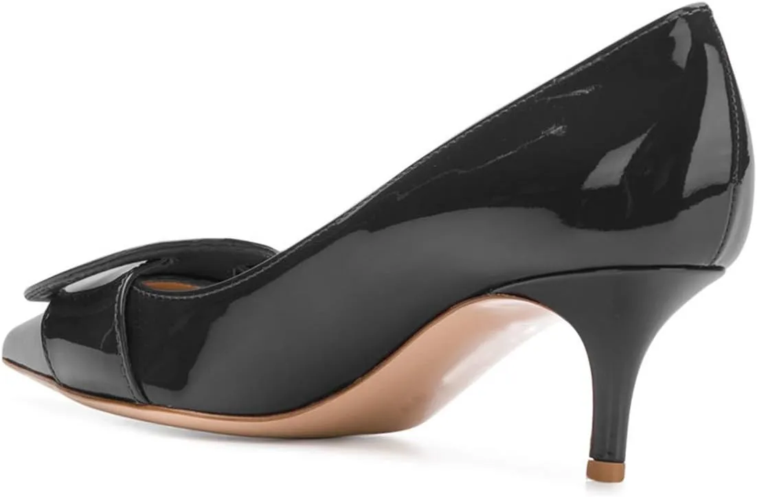 YDN Women Classic Pointed Toe Slip on Pumps Kitten Low Heel Office Shoes with Buckle Size 4-15 US
