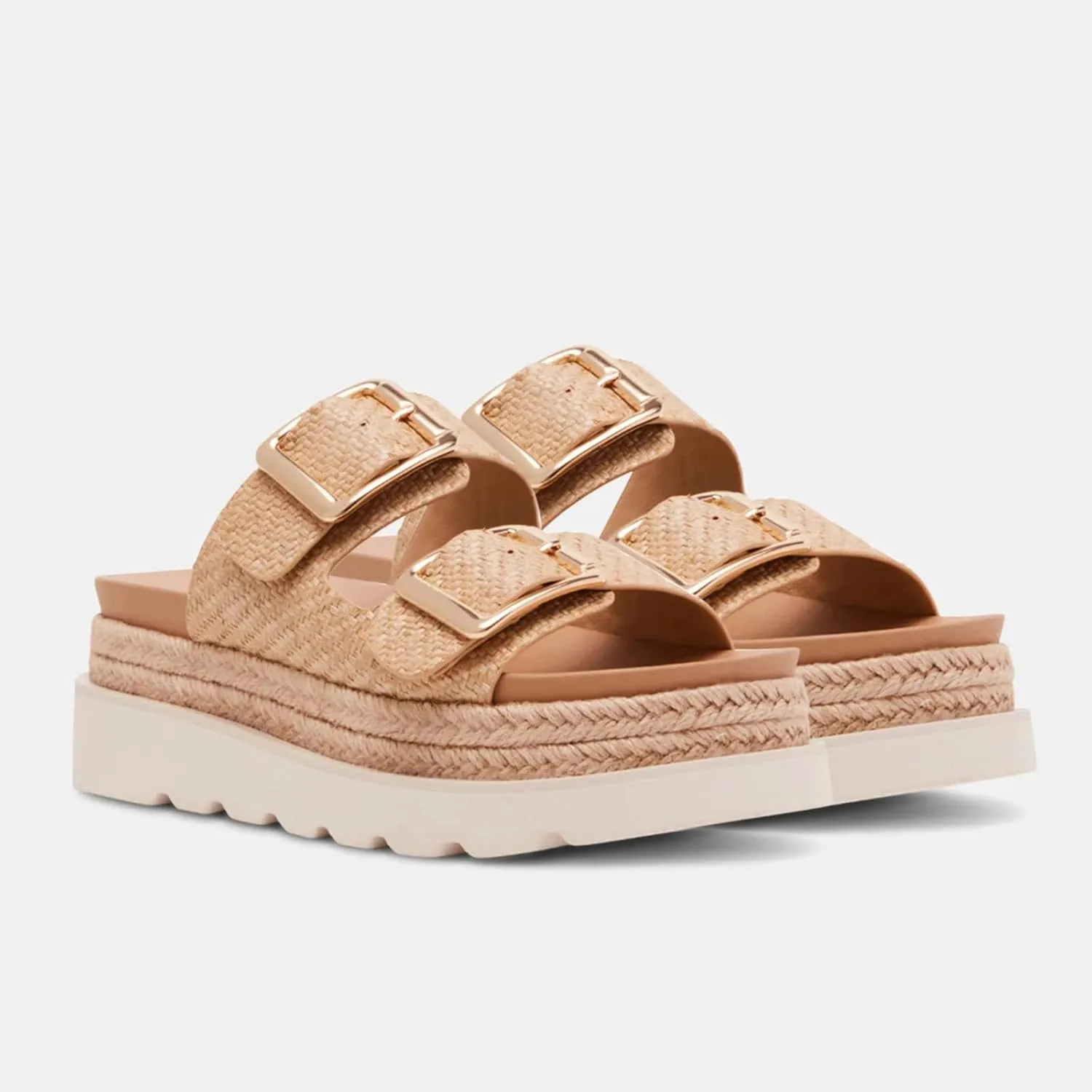 Yishaweiqi Espadrilles Platform Sandals for Women Comfortable Raffia Flatform Sandals Adjustable Buckle Straps Woven Straw Crochet Flat Slide Sandals Summer Beach Shoes