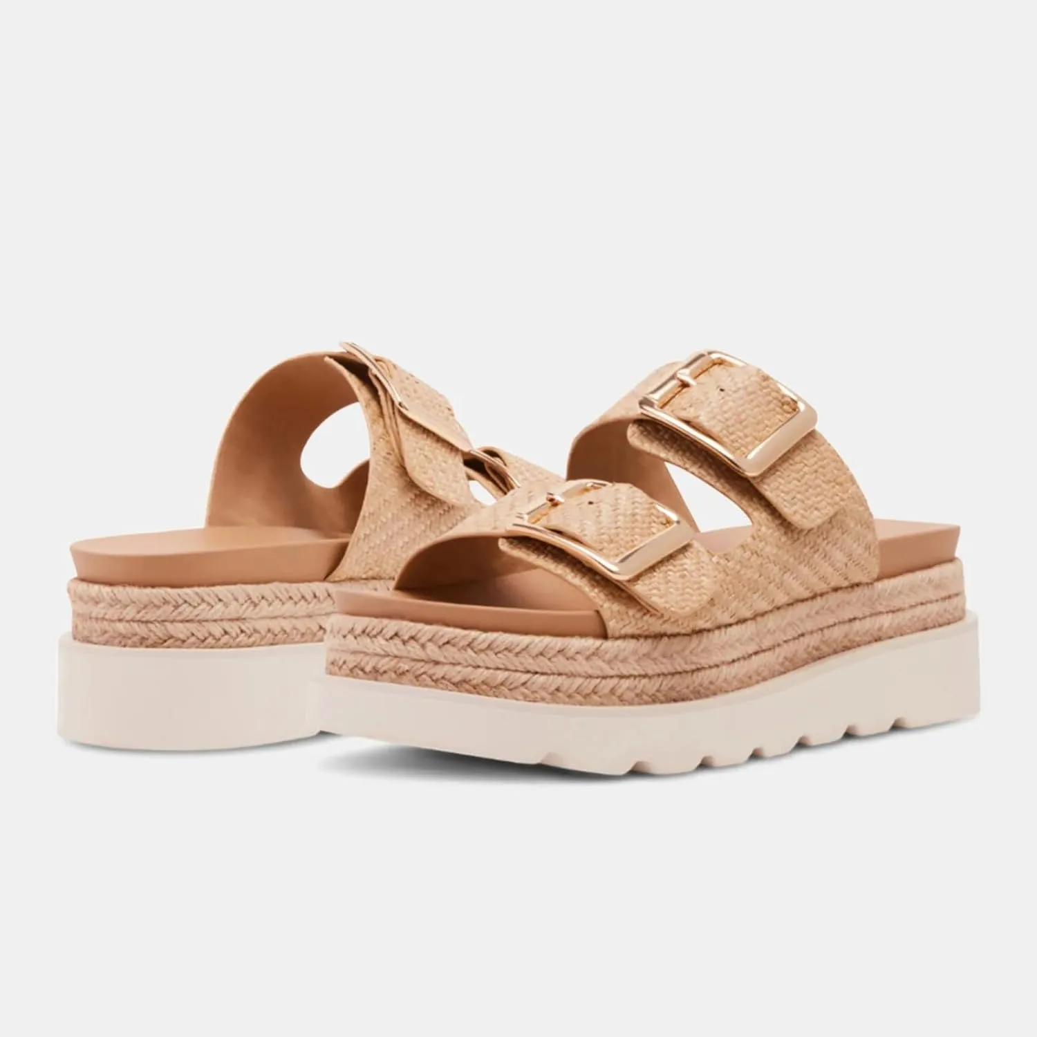 Yishaweiqi Espadrilles Platform Sandals for Women Comfortable Raffia Flatform Sandals Adjustable Buckle Straps Woven Straw Crochet Flat Slide Sandals Summer Beach Shoes