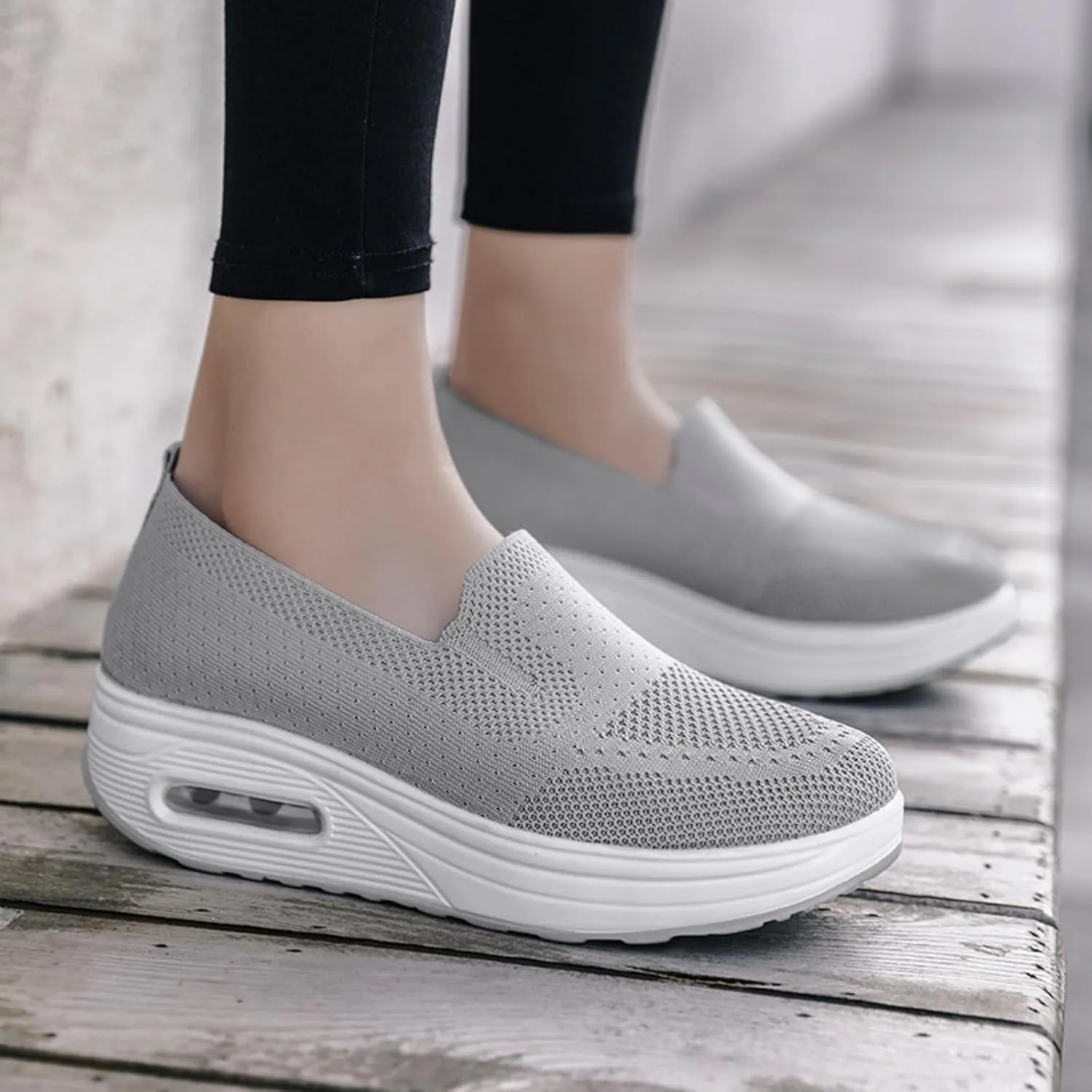 ZWRXW Diabetic Walking Shoes for Women Slip On Walking Running Shoes Slip-On Orthopedic Shoe with Arch Support Knit Upper Lightweight Sneaker for Swollen Feet Neuropathy,Plantar Fasciitis