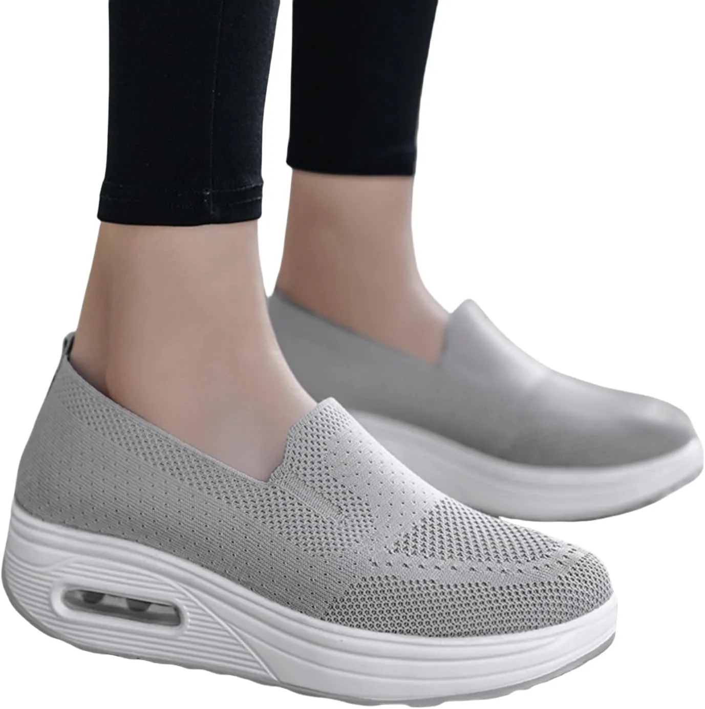 ZWRXW Diabetic Walking Shoes for Women Slip On Walking Running Shoes Slip-On Orthopedic Shoe with Arch Support Knit Upper Lightweight Sneaker for Swollen Feet Neuropathy,Plantar Fasciitis
