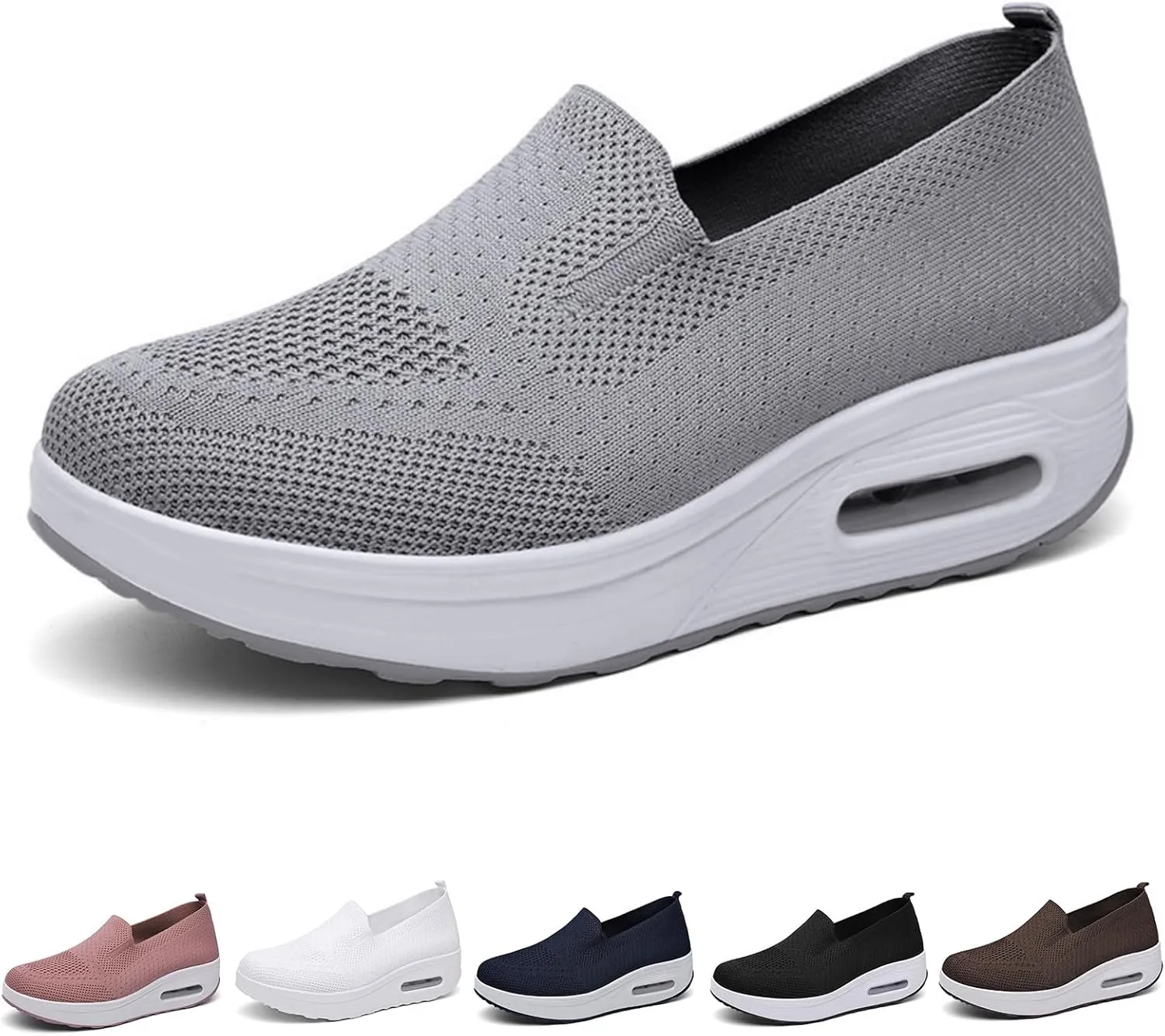 ZWRXW Diabetic Walking Shoes for Women Slip On Walking Running Shoes Slip-On Orthopedic Shoe with Arch Support Knit Upper Lightweight Sneaker for Swollen Feet Neuropathy,Plantar Fasciitis